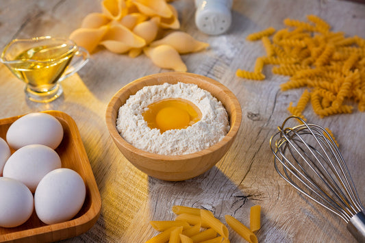 Egg and Flour in Bowl