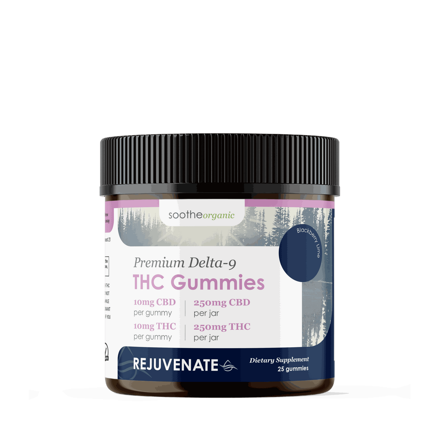Blackberry Lime THC Gummies jar with 10mg hemp-derived Delta-9 THC per gummy, organic and lab-tested