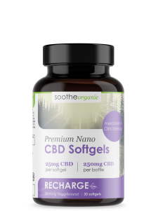 An image of Soothe Organic's premium CBD softgels for better sleep.