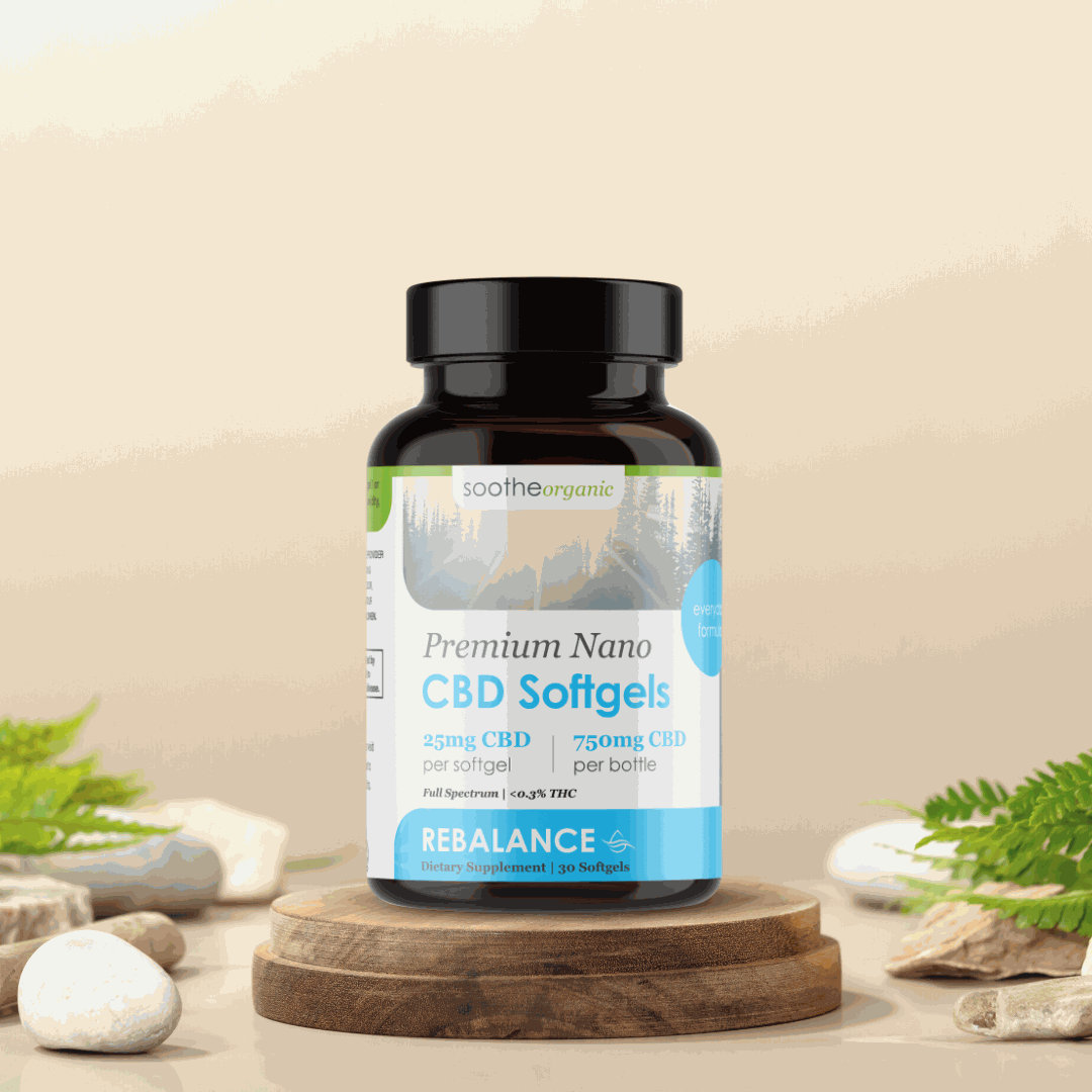 USDA organic certified hemp CBD softgels bottle close-up