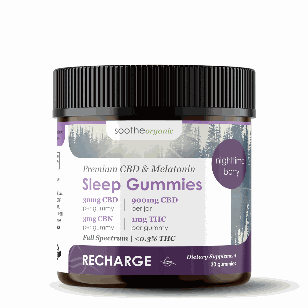 Soothe Organic full spectrum CBD sleep gummies with melatonin and CBN, mixed berry flavor