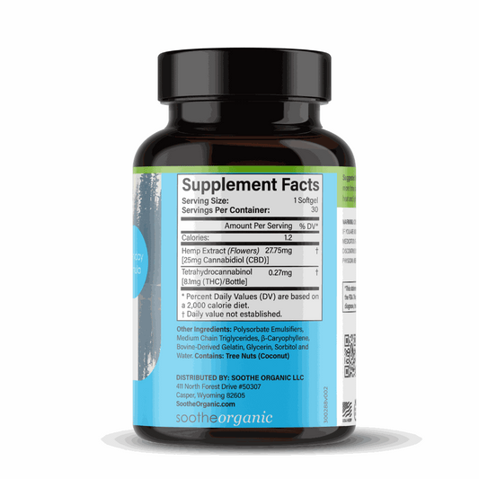 Nano CBD softgels held in hand — one exact 25mg dose, no dropper, no guesswork