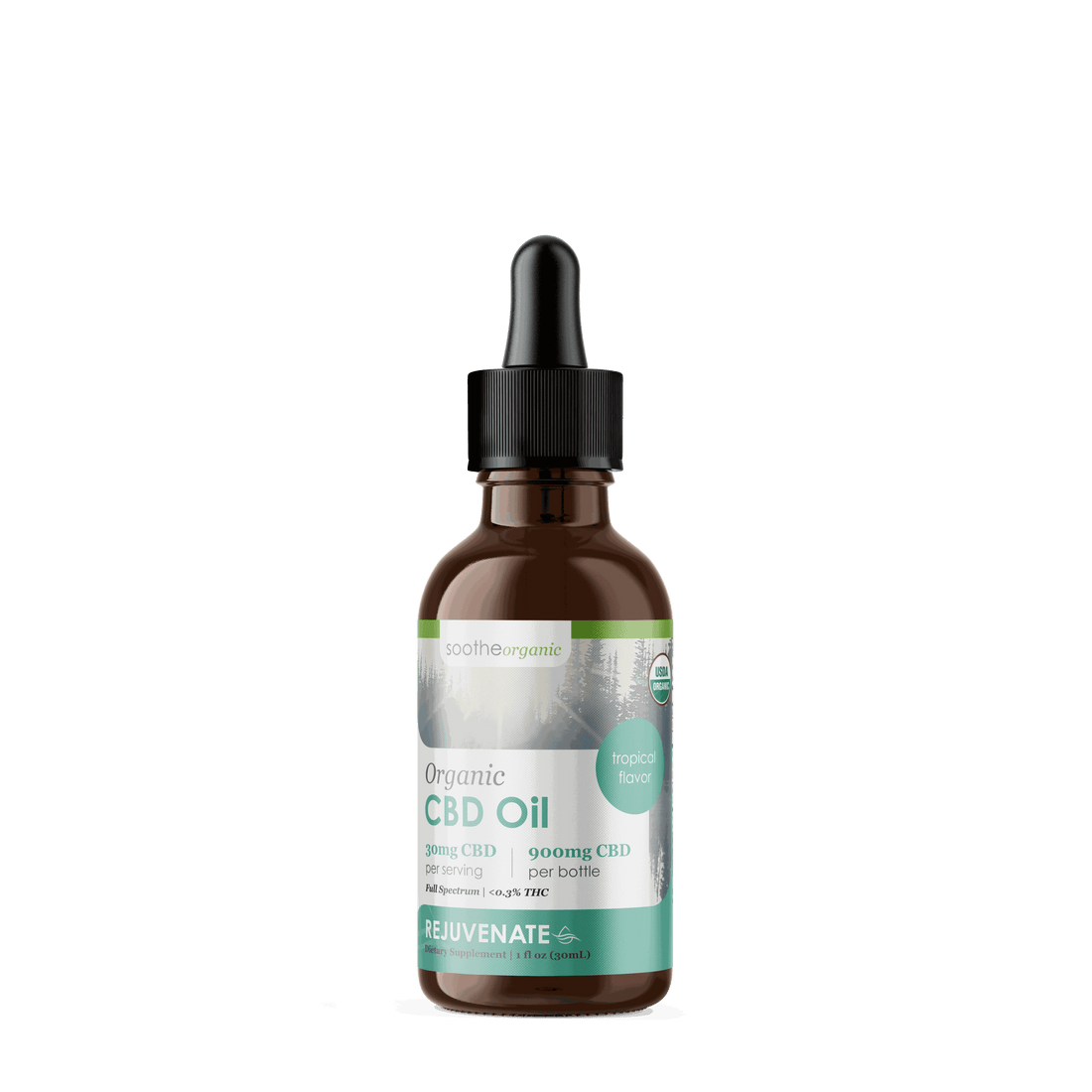 USDA certified organic Soothe Organic CBD tincture bottle