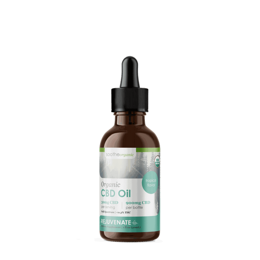 USDA certified organic Soothe Organic CBD tincture bottle