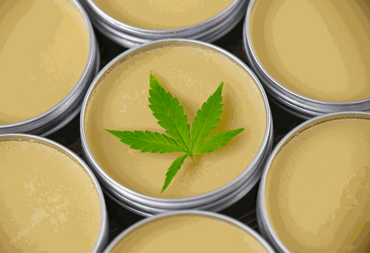 Athlete applying Soothe Organic USDA Certified Organic topical CBD salve to knee after workout for targeted muscle recovery